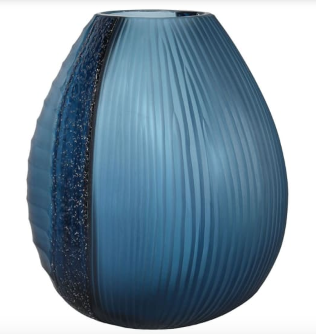 Blue Glitter Curved vase