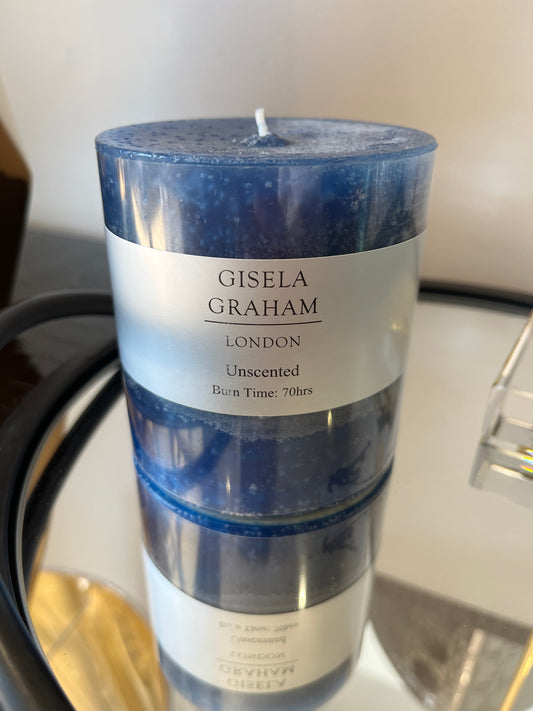 Gisela Graham unscented wax pillar candle - midnight blue